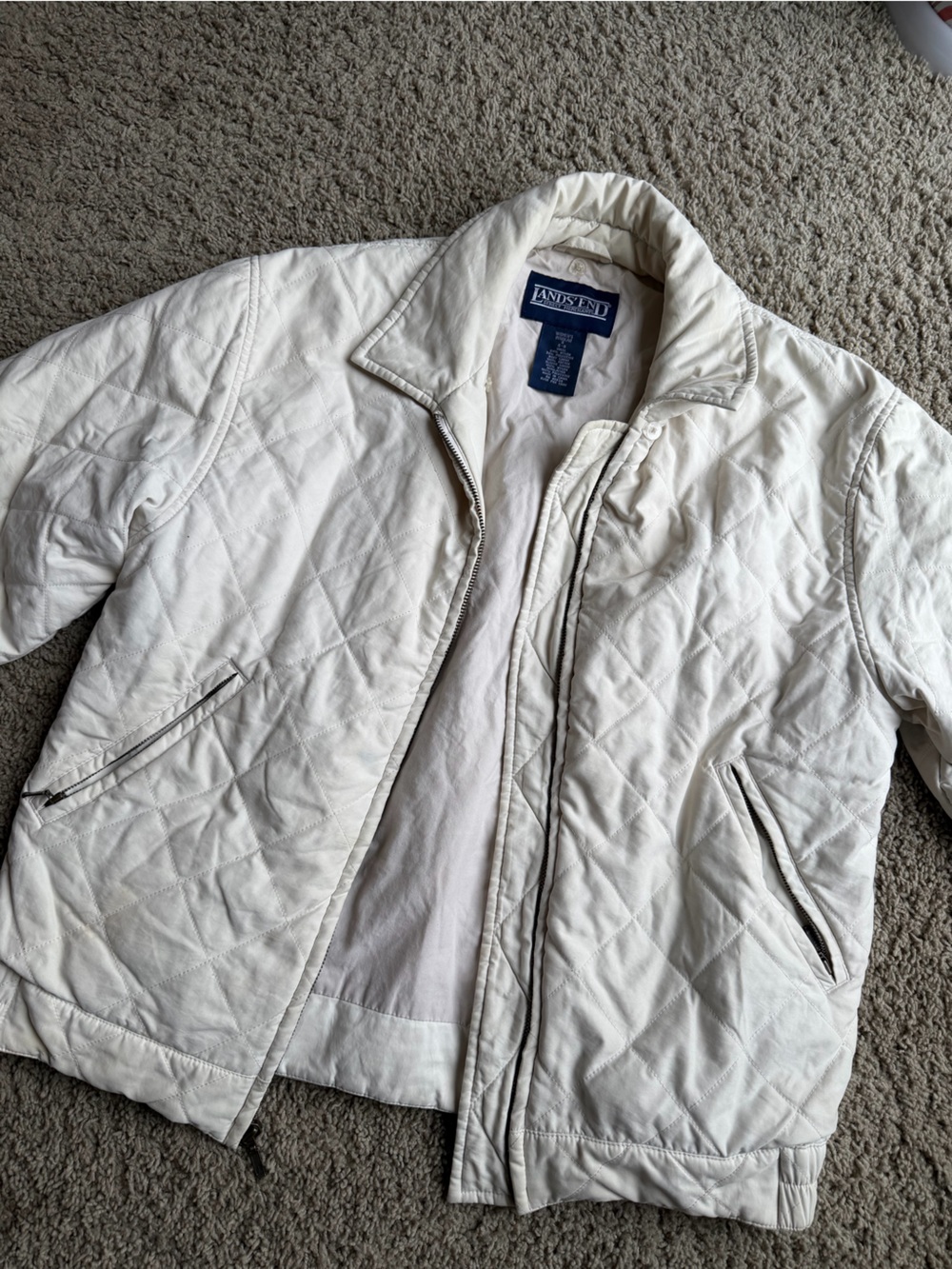 Lands' End Women's Quilted White Jacket